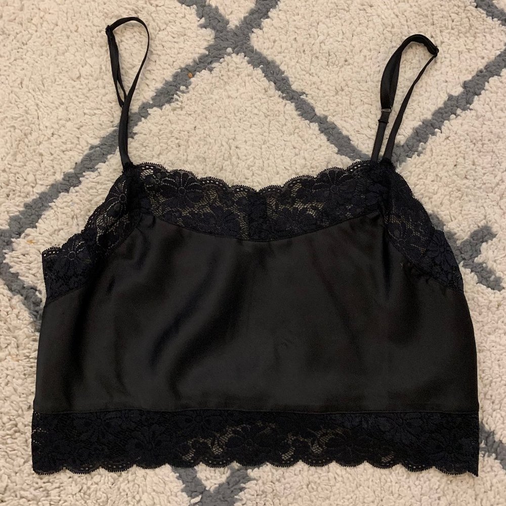 Black Silk and lace crop top